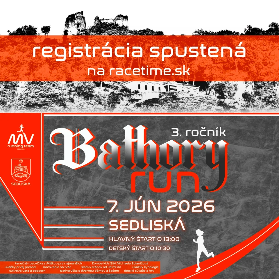 Plagát podujatia 3. ročník Bathory run 5/10km