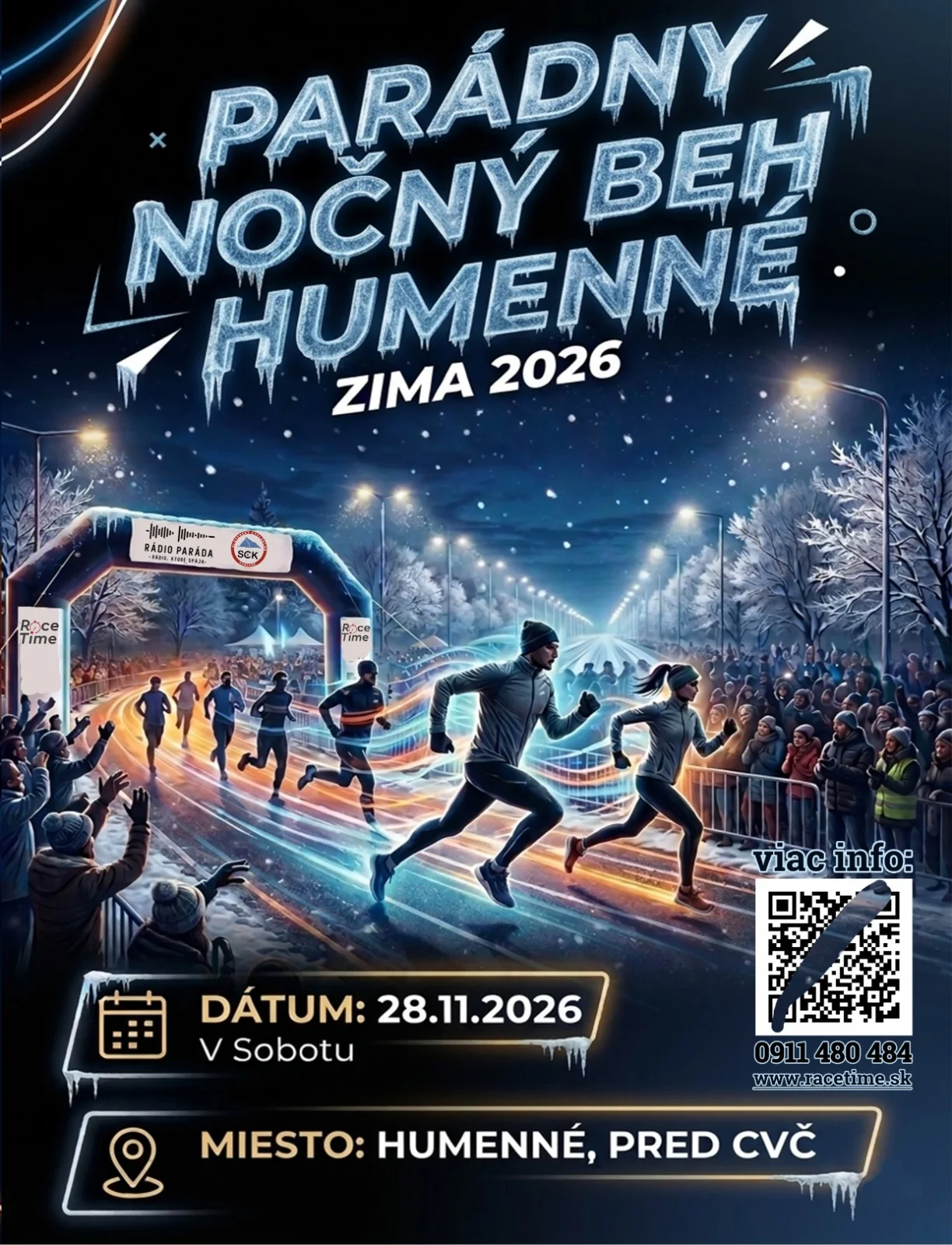 Parádny nočný beh Humenné - zima